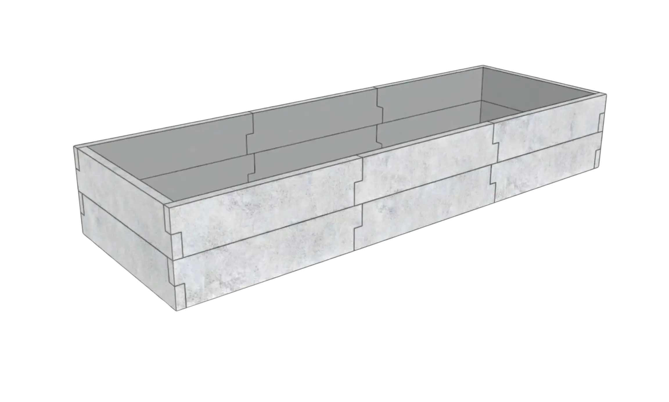 Betonowa podwyższona grządka Kształt 3 W 50 cm z betonu architektonicznego w kolorze szarym do nowoczesnego warzywnika