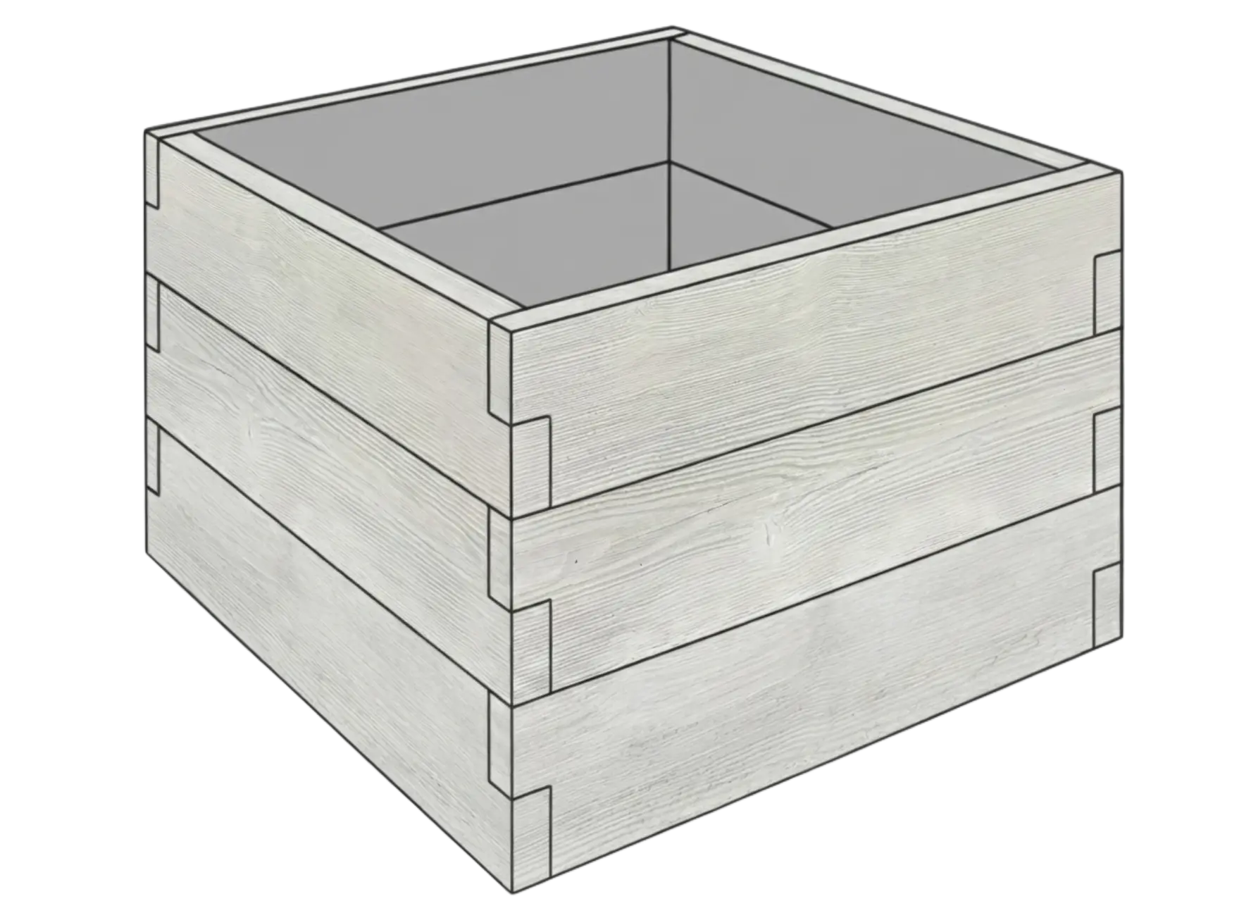 Modułowy warzywnik betonowy Drewno 90x90x75 cm w kolorze białym do ogrodu i uprawy warzyw