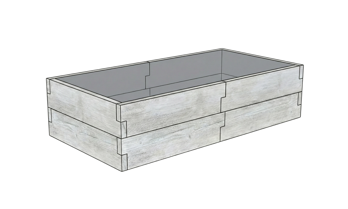 Betonowy warzywnik Drewno Kształt 1 W 50 cm w kolorze surowy beton do nowoczesnego ogrodu