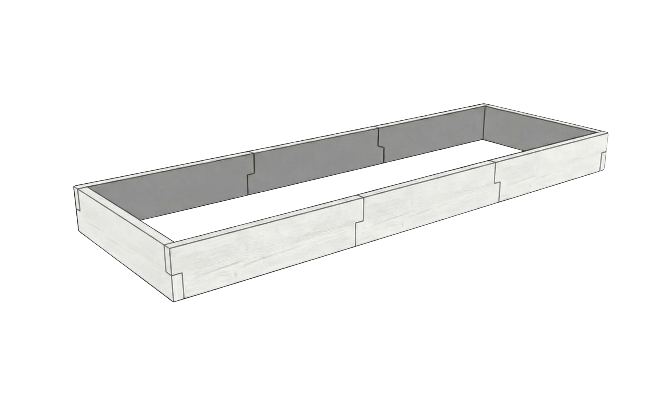 Betonowa skrzynia na warzywa Drewno Kształt 3 W 25 cm w kolorze białym do nowoczesnego warzywnika