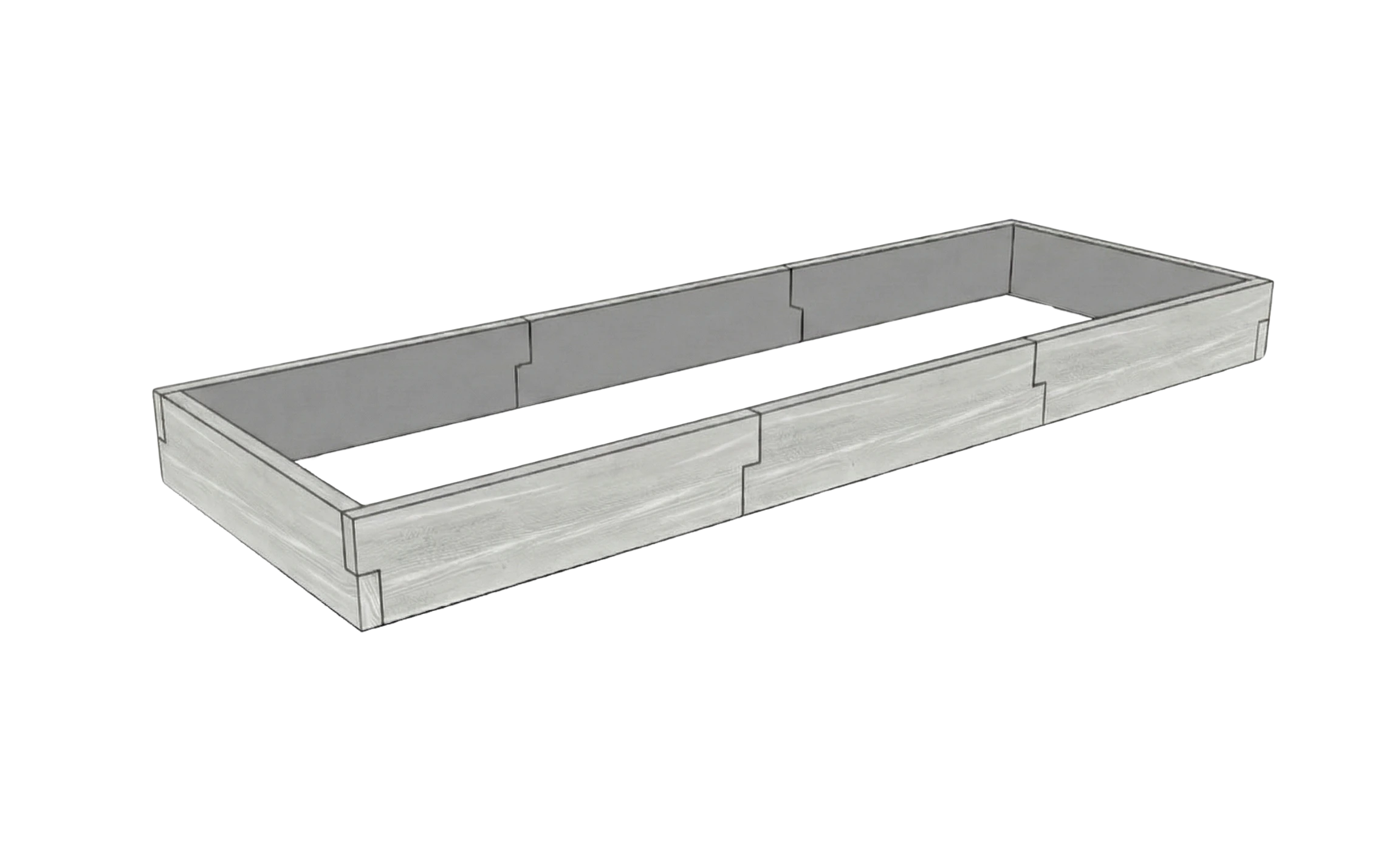 Modułowa betonowa skrzynia na warzywa Drewno Kształt 3 W 25 cm szary z białym do ogrodu i tarasu