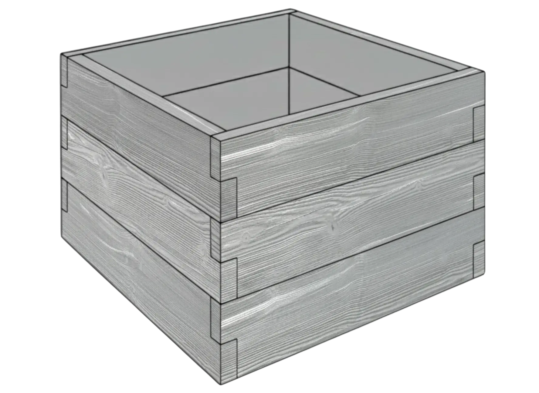 Betonowa skrzynia na warzywa Drewno 90x90x75 cm antracyt z białym do ogrodu i tarasu
