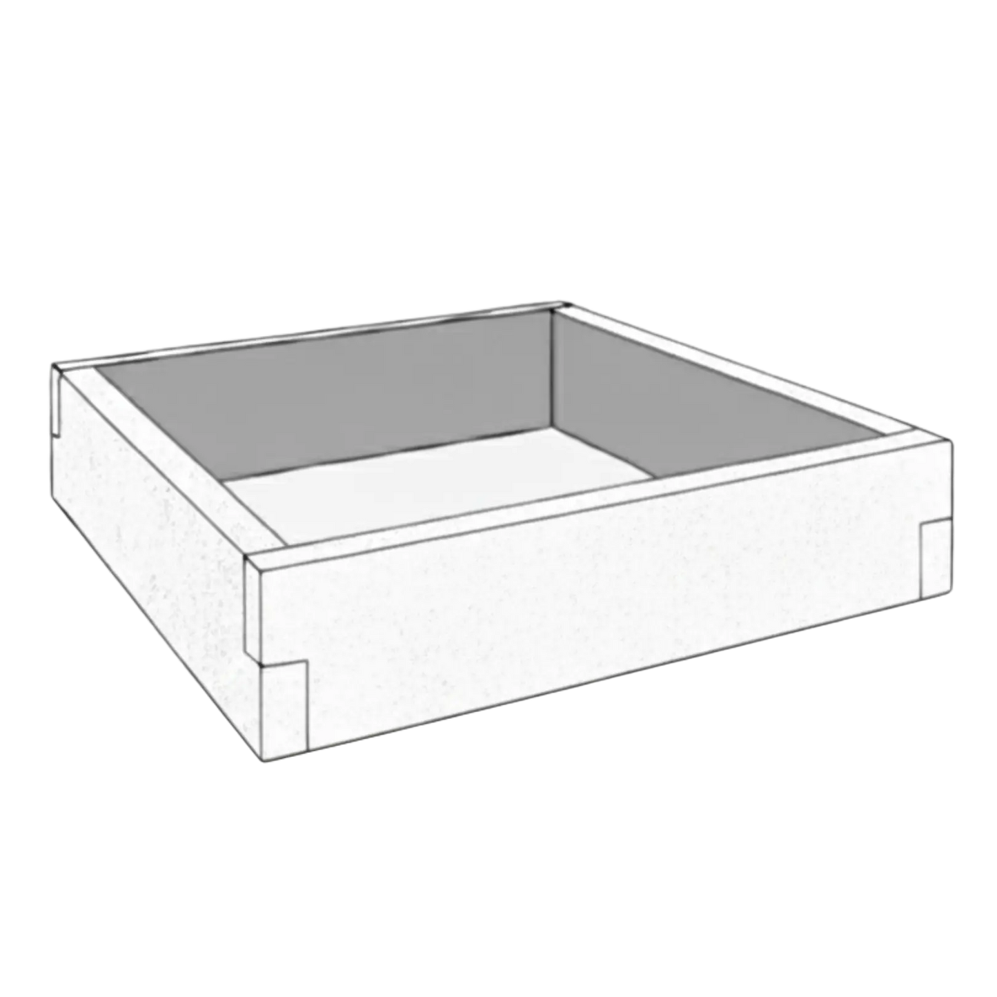 Betonowa podwyższona grządka z betonu architektonicznego 90x90x25 cm w kolorze białym do uprawy warzyw w ogrodzie