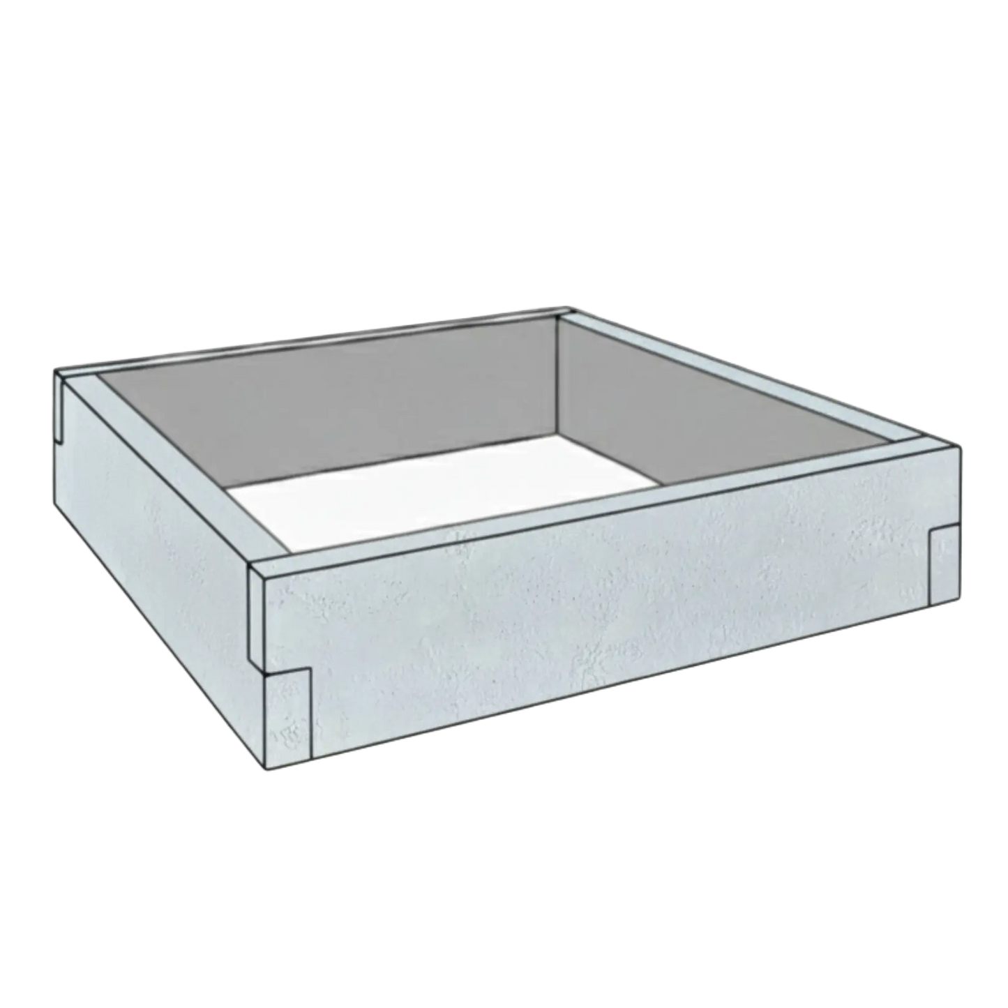 Betonowa skrzynia ogrodowa z betonu architektonicznego 90x90x25 cm w kolorze szarym do nowoczesnego warzywnika