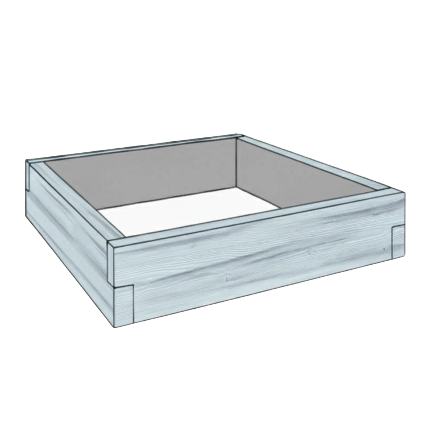 Betonowy warzywnik Drewno 90x90x25 cm biały z czarnym do nowoczesnego ogrodu
