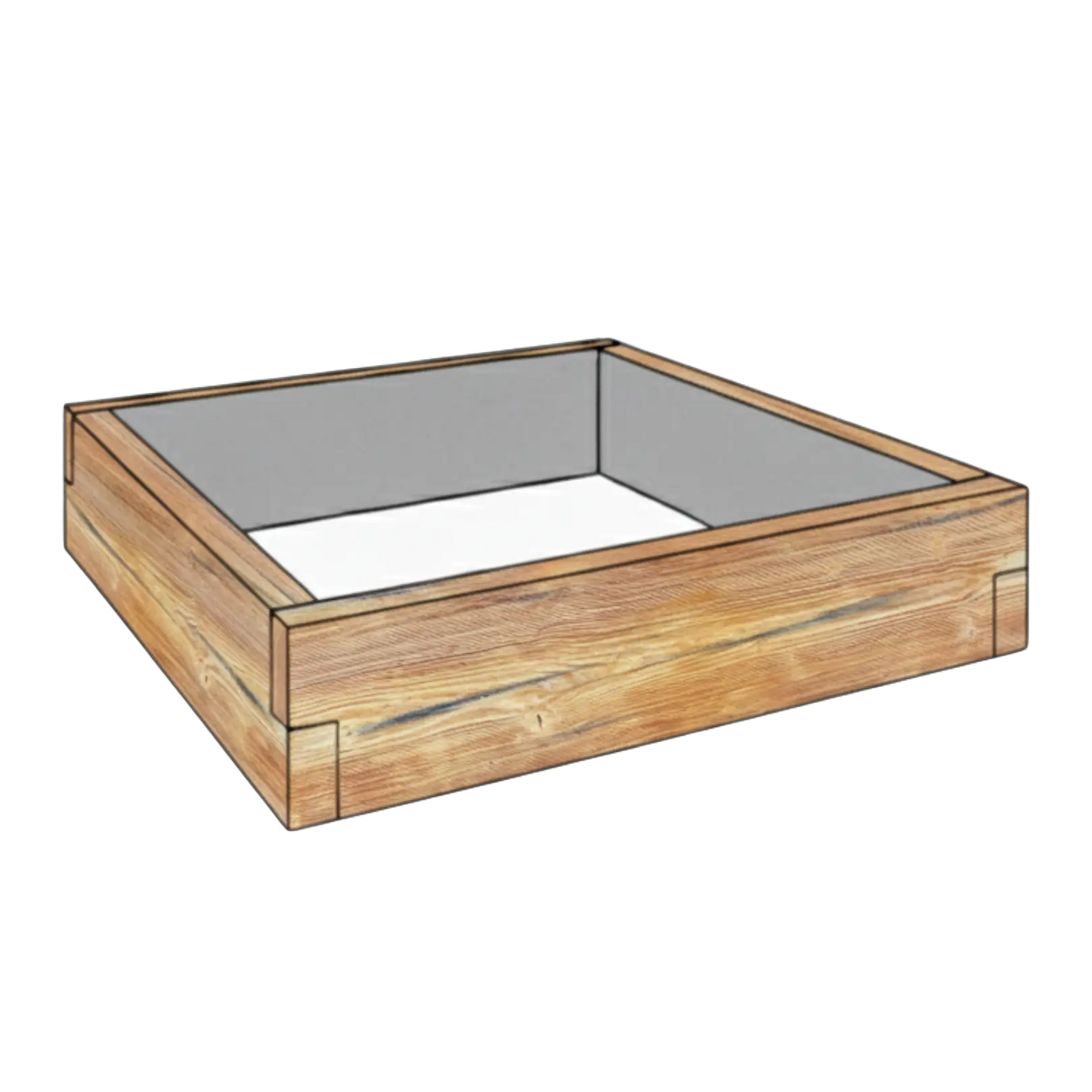 Betonowa podwyższona grządka Drewno 90x90x25 cm w kolorze dąb do nowoczesnego warzywnika