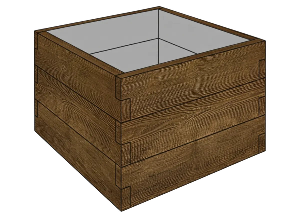 Betonowa skrzynia na warzywa Drewno 90x90x75 cm w kolorze palisander do nowoczesnego ogrodu