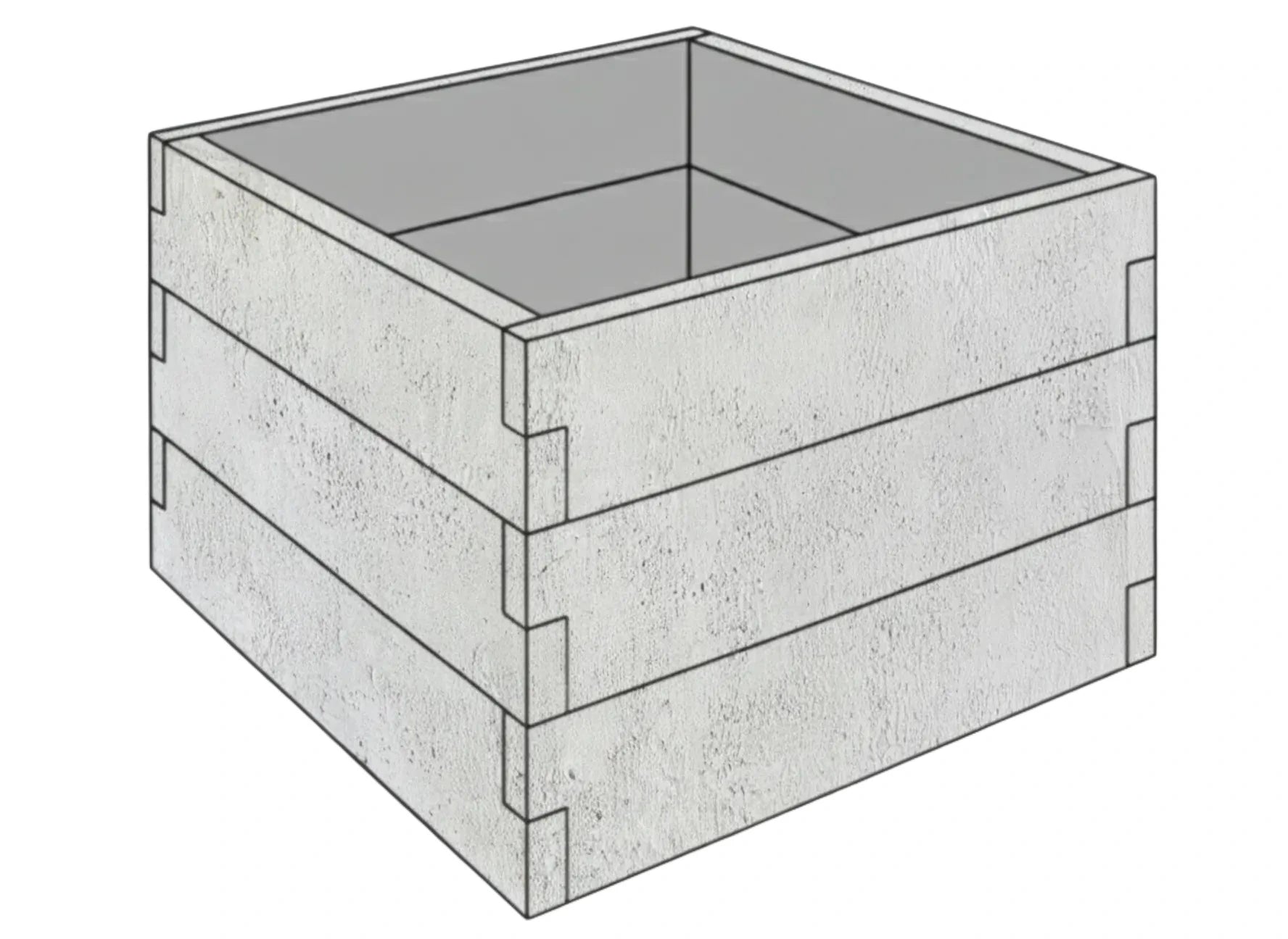 Betonowy warzywnik z betonu architektonicznego 90x90x75 cm w kolorze surowy beton do nowoczesnego ogrodu