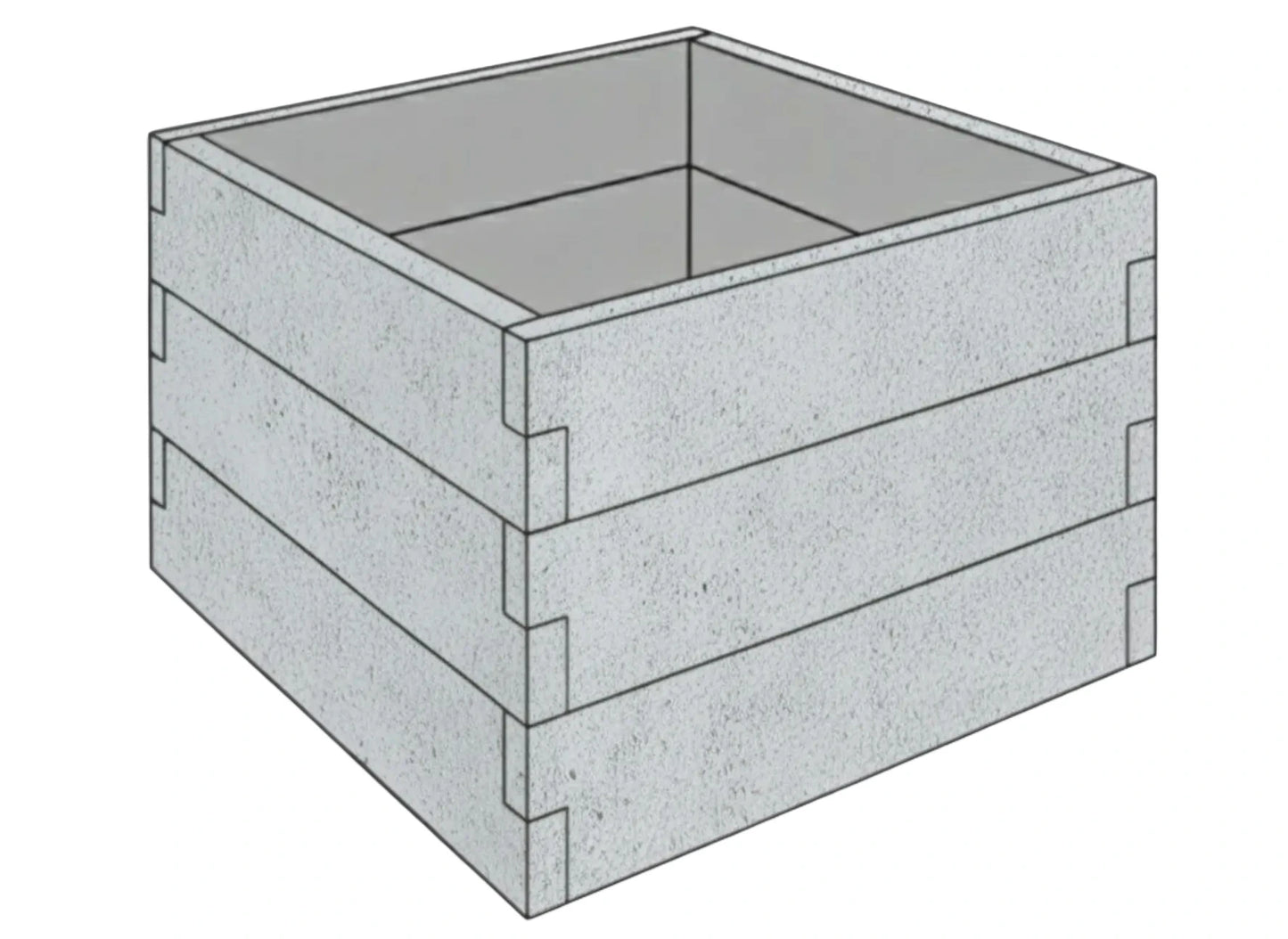 Betonowa skrzynia ogrodowa z betonu architektonicznego 90x90x75 cm w kolorze szarym do uprawy warzyw i ziół