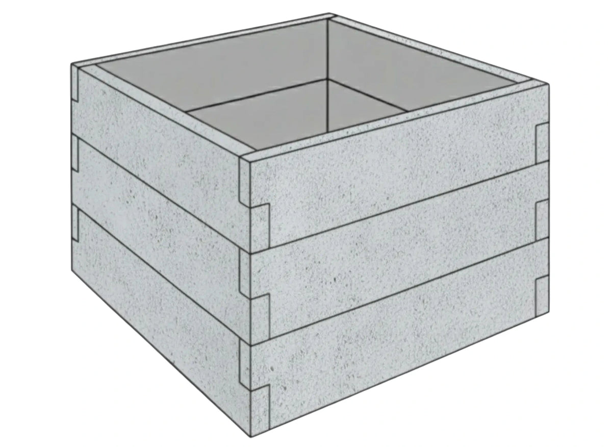 Betonowa skrzynia ogrodowa z betonu architektonicznego 90x90x75 cm w kolorze szarym do uprawy warzyw i ziół