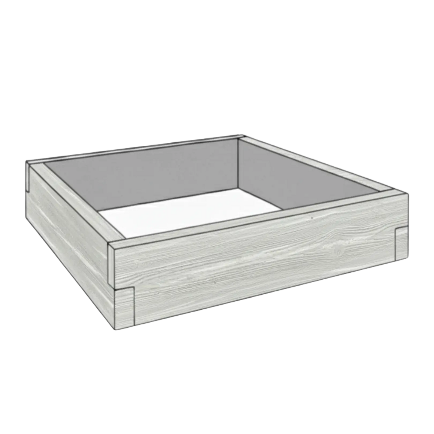 Betonowa skrzynia ogrodowa Drewno 90x90x25 cm szary z białym do uprawy warzyw i ziół