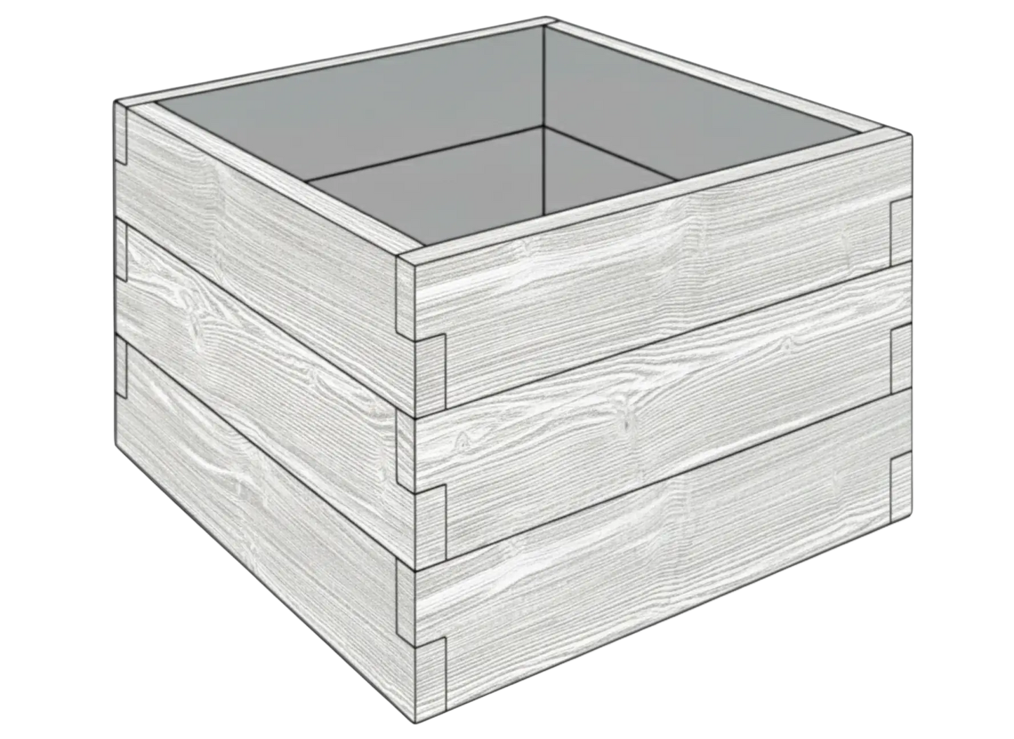Betonowa skrzynia ogrodowa Drewno 90x90x75 cm szary z białym do uprawy warzyw i ziół