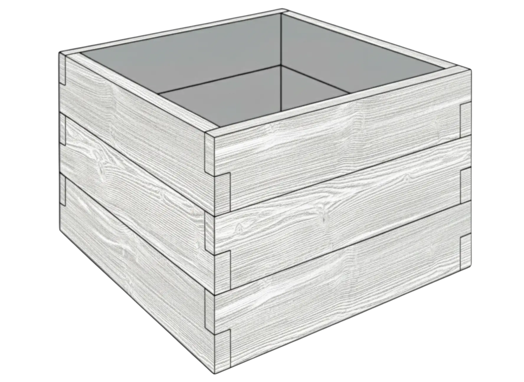 Betonowa skrzynia ogrodowa Drewno 90x90x75 cm szary z białym do uprawy warzyw i ziół