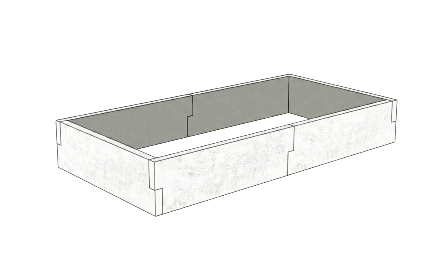 Betonowa podwyższona grządka Kształt 1 W 25 cm z betonu architektonicznego w kolorze białym do uprawy warzyw w ogrodzie