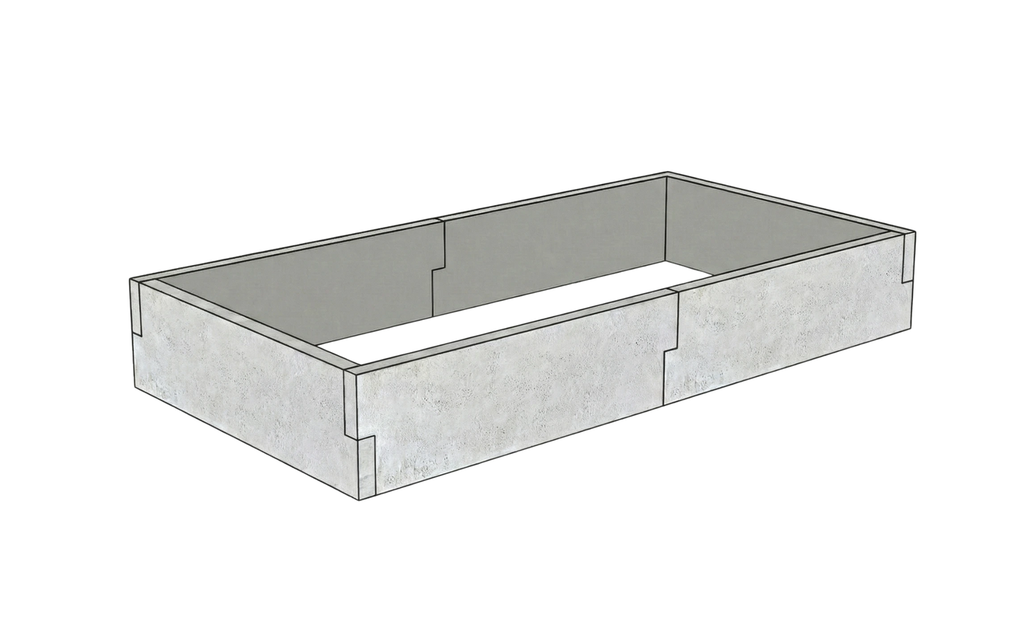 Betonowa skrzynia na warzywa Kształt 1 W 25 cm z betonu architektonicznego w kolorze surowy beton do uprawy warzyw i ziół
