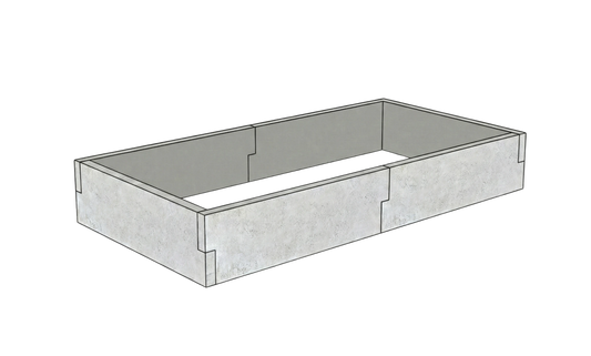 Betonowa skrzynia na warzywa Kształt 1 W 25 cm z betonu architektonicznego w kolorze surowy beton do uprawy warzyw i ziół