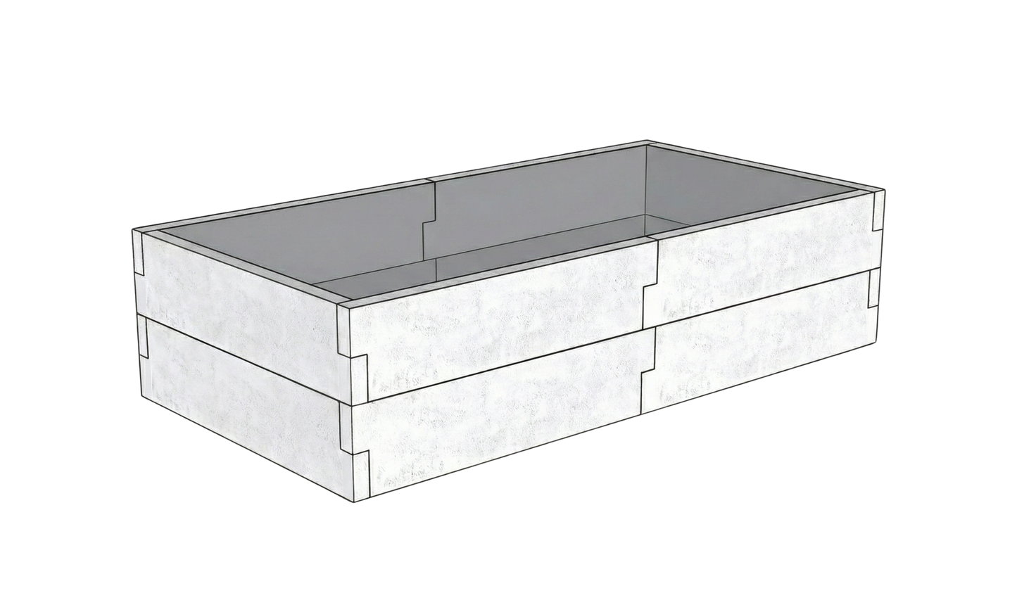 Betonowa podwyższona grządka Kształt 1 W 50 cm z betonu architektonicznego w kolorze białym do nowoczesnego ogrodu