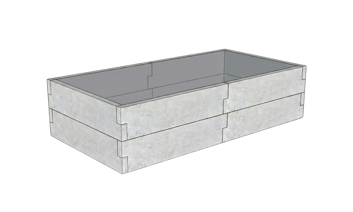 Betonowa skrzynia ogrodowa Kształt 1 W 50 cm z betonu architektonicznego w kolorze surowy beton do uprawy warzyw i ziół