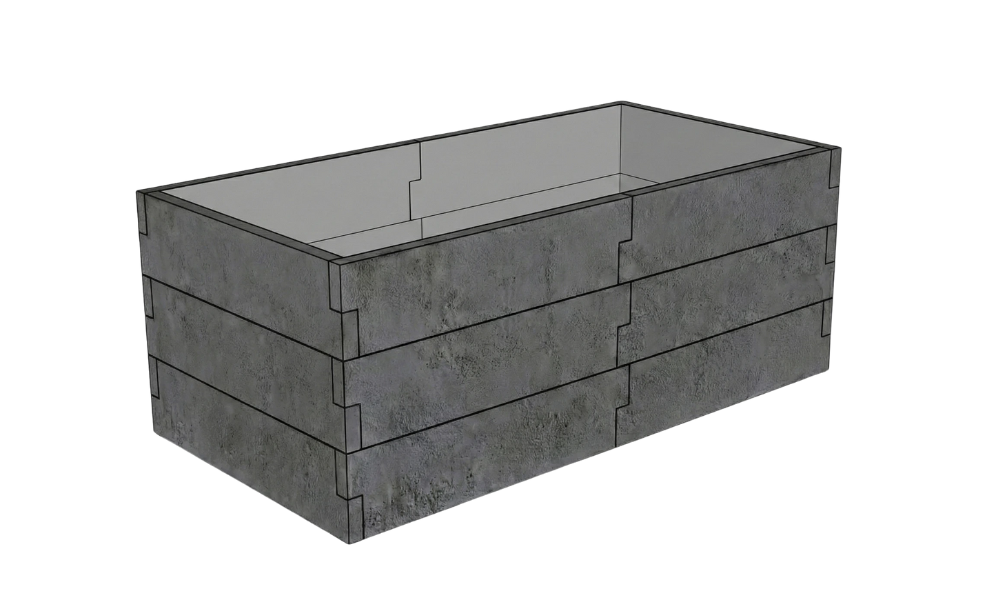 Modułowy warzywnik betonowy Kształt 1 W 75 cm z betonu architektonicznego w kolorze antracytowym do nowoczesnego warzywnika