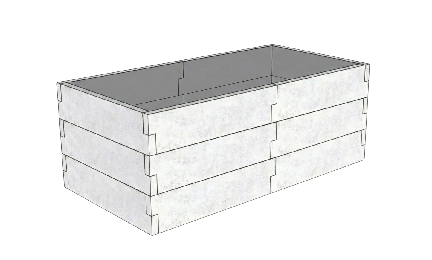 Betonowa podwyższona grządka Kształt 1 W 75 cm z betonu architektonicznego w kolorze białym do uprawy warzyw w ogrodzie