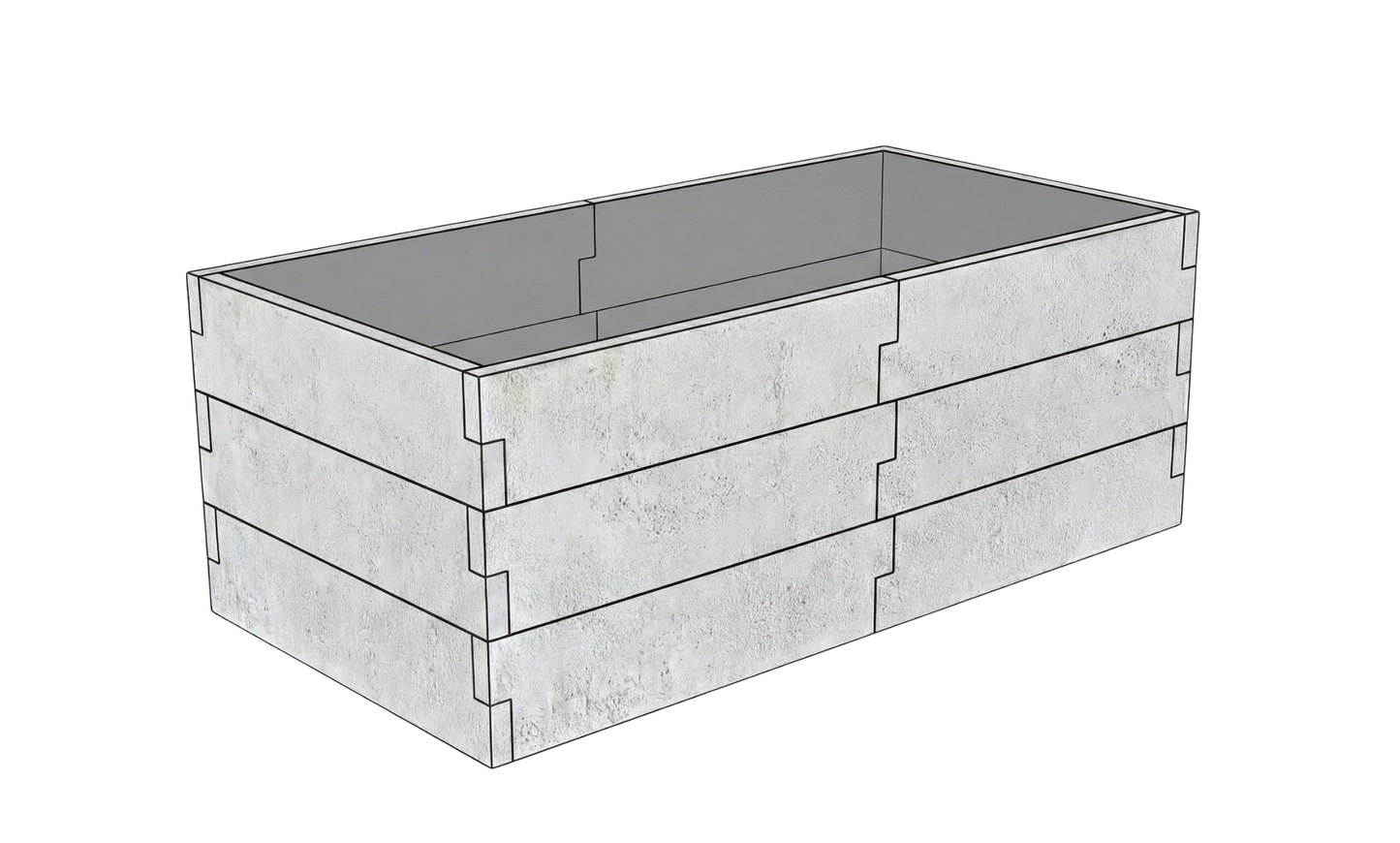 Betonowa skrzynia na warzywa Kształt 1 W 75 cm z betonu architektonicznego w kolorze surowy beton do uprawy warzyw i ziół