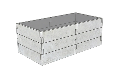 Betonowa skrzynia na warzywa Kształt 1 W 75 cm z betonu architektonicznego w kolorze surowy beton do uprawy warzyw i ziół