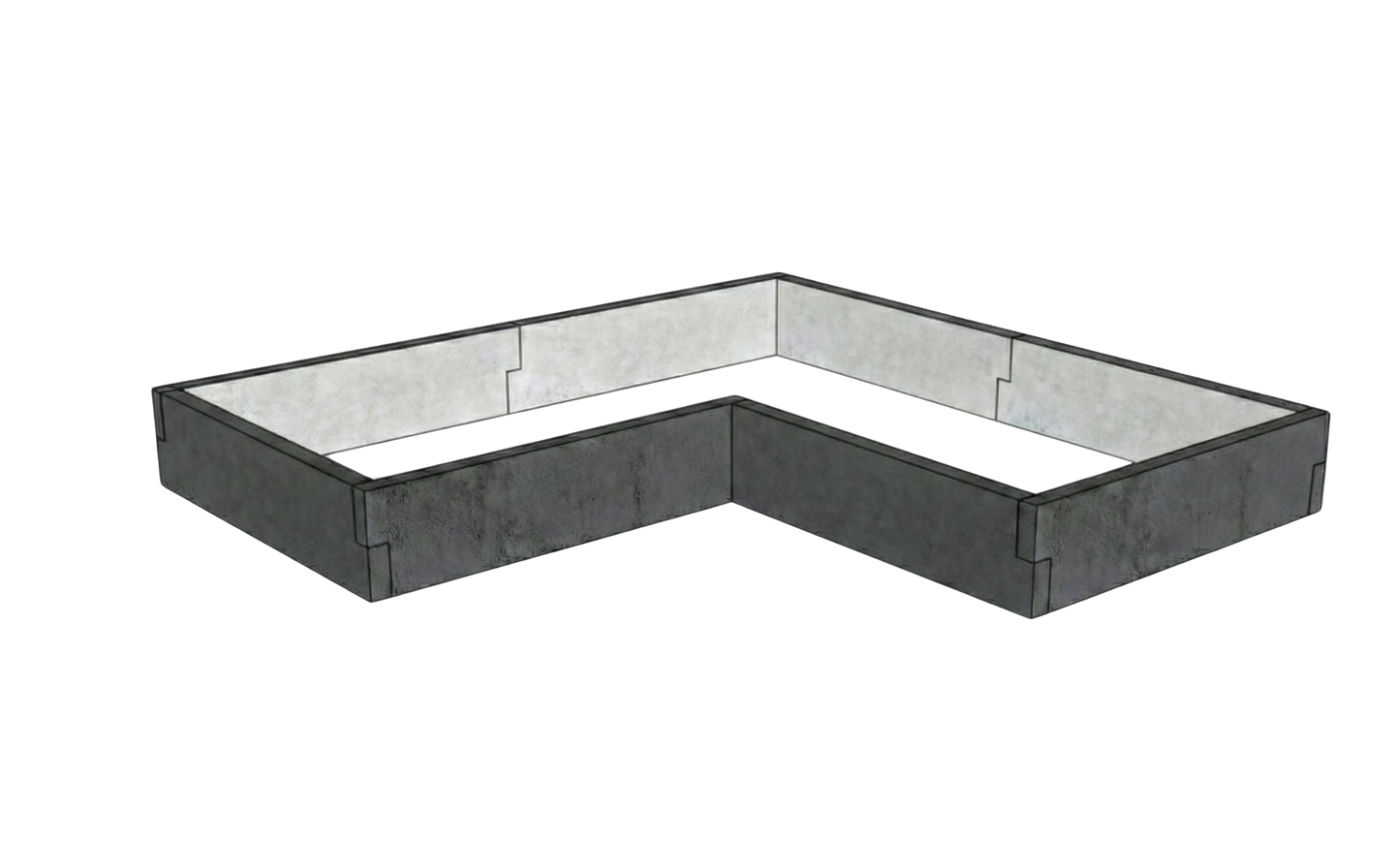 Modułowy warzywnik betonowy Kształt 2 W 25 cm z betonu architektonicznego w kolorze antracytowym do nowoczesnego warzywnika