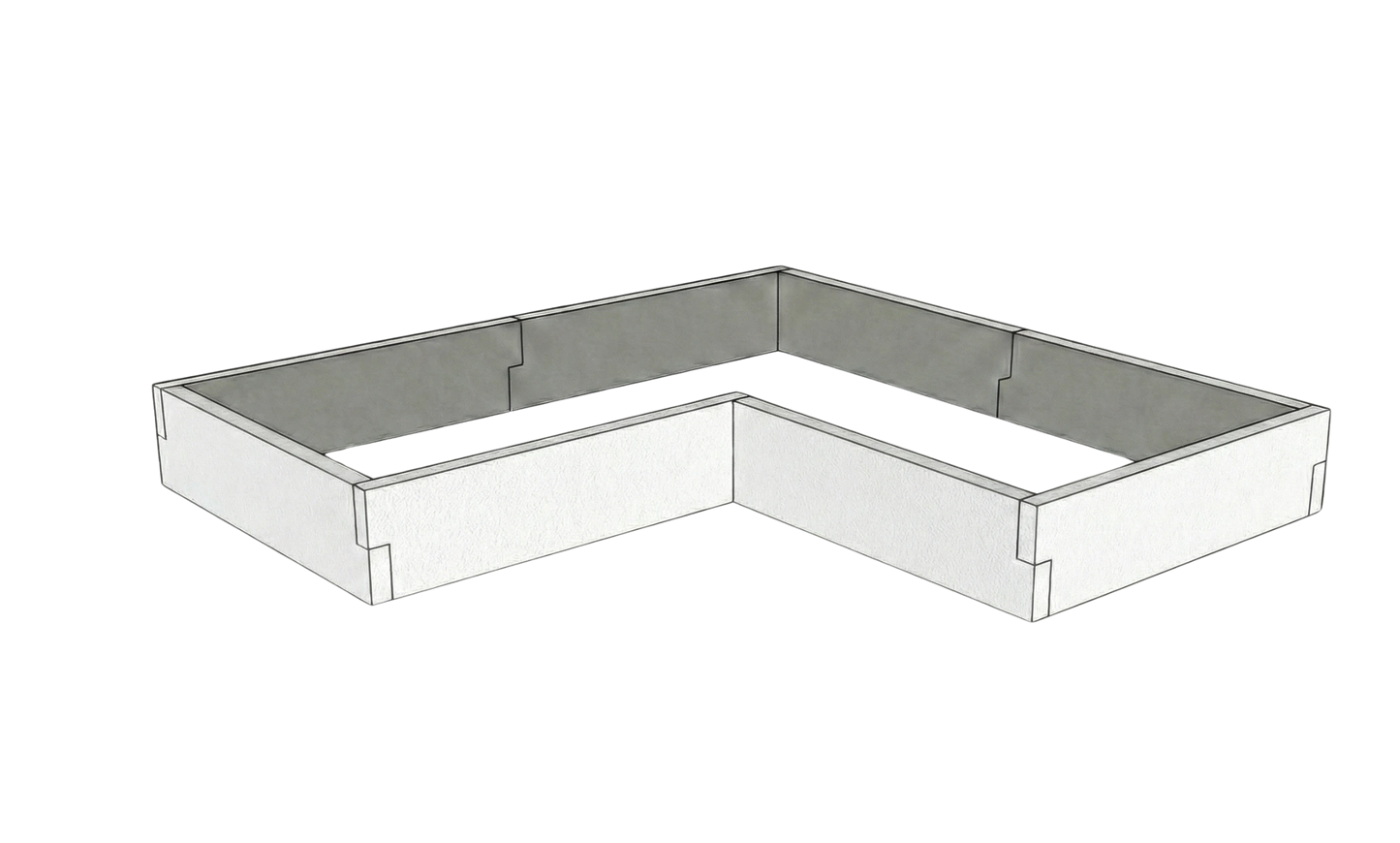 Betonowa podwyższona grządka Kształt 2 W 25 cm z betonu architektonicznego w kolorze białym do uprawy warzyw w ogrodzie