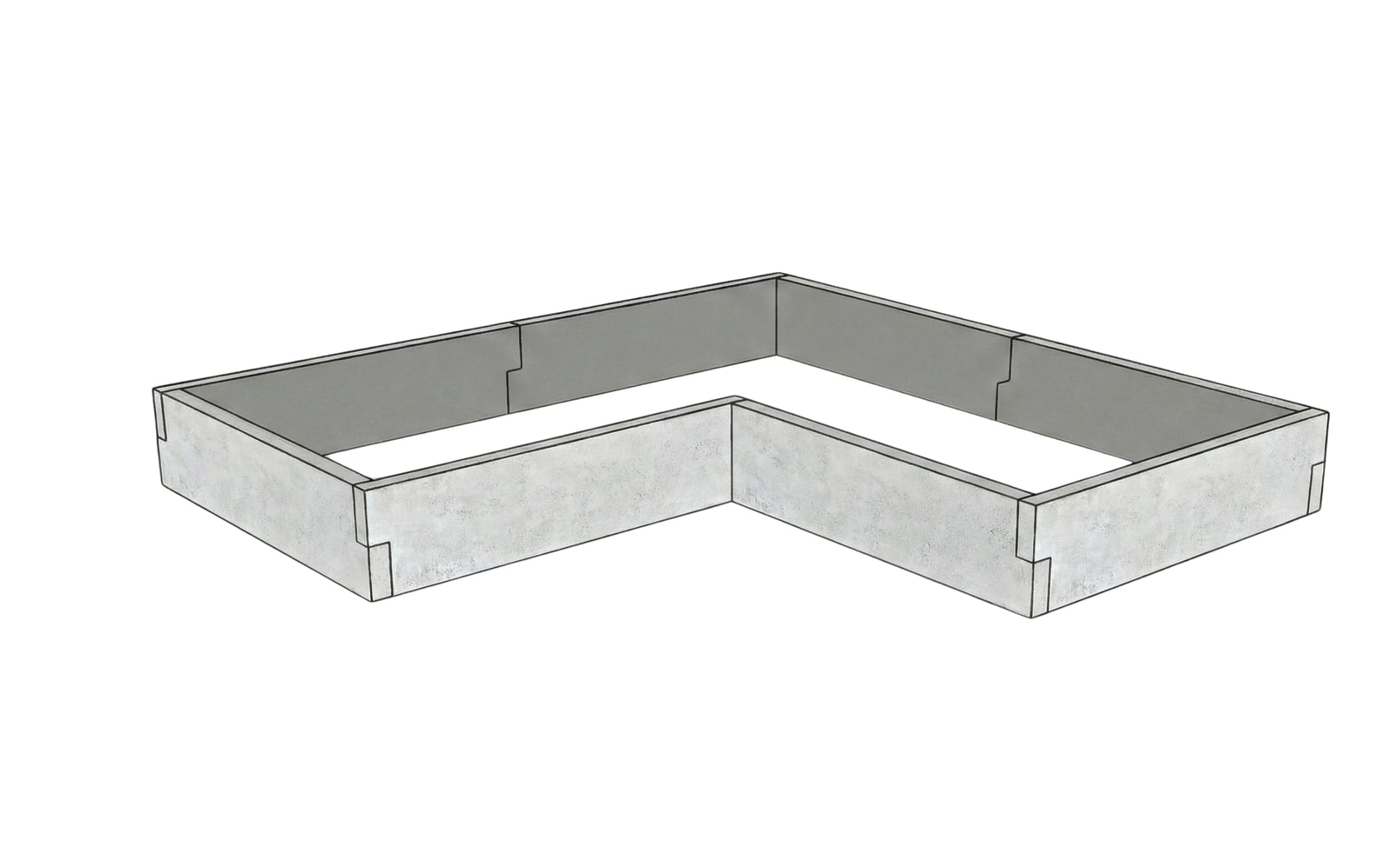 Betonowy warzywnik Kształt 2 W 25 cm z betonu architektonicznego w kolorze surowy beton do uprawy warzyw i ziół