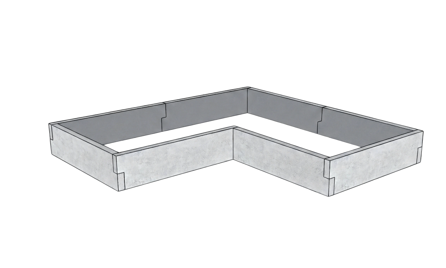 Betonowa skrzynia ogrodowa Kształt 2 W 25 cm z betonu architektonicznego w kolorze szarym do nowoczesnego ogrodu
