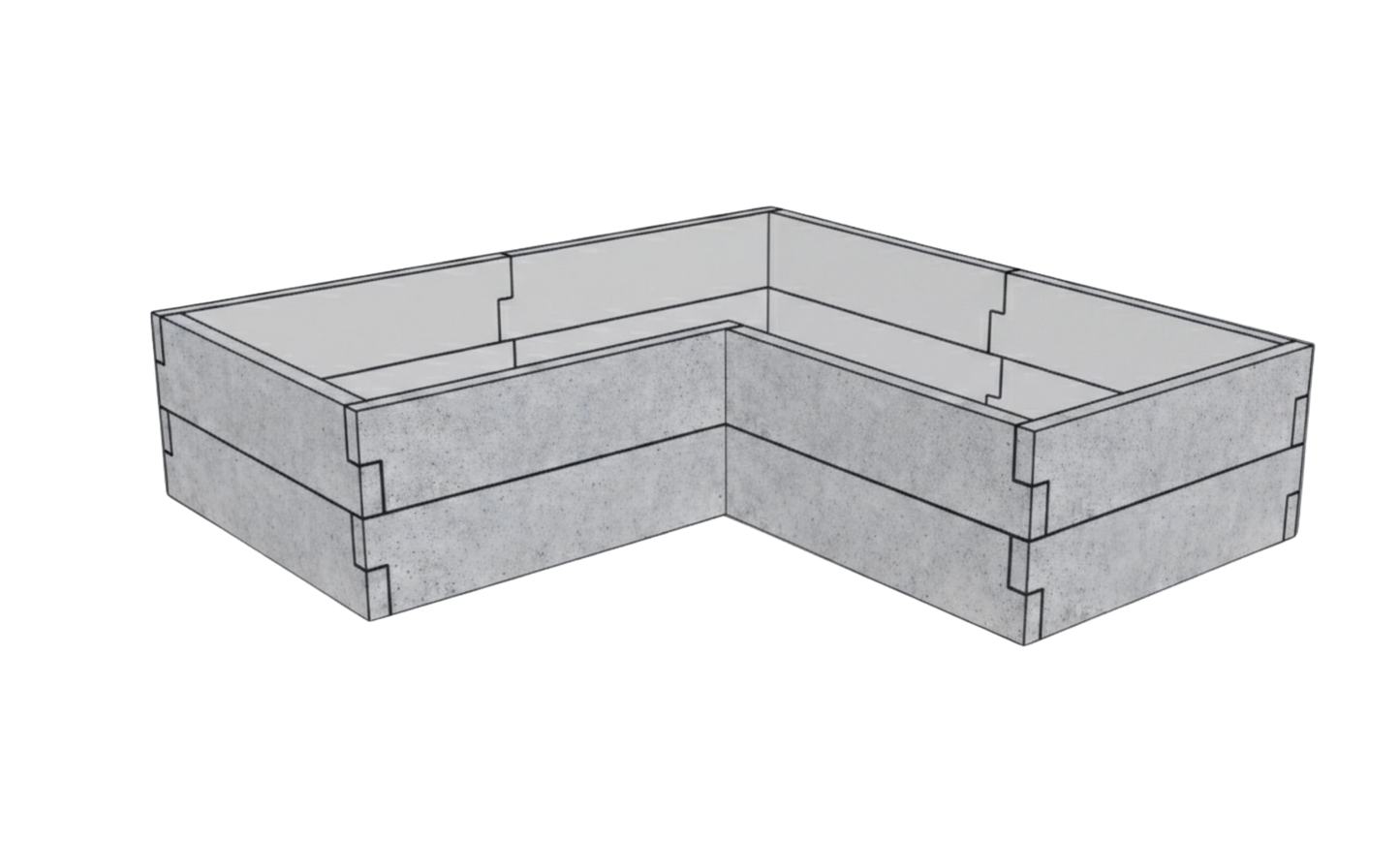Modułowy warzywnik betonowy Kształt 2 W 50 cm z betonu architektonicznego w kolorze antracytowym do nowoczesnego warzywnika