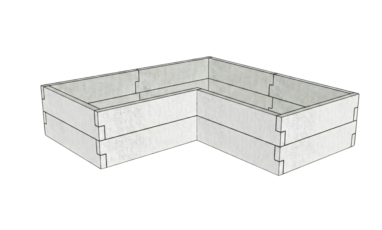 Betonowa podwyższona grządka Kształt 2 W 50 cm z betonu architektonicznego w kolorze białym do uprawy warzyw w ogrodzie