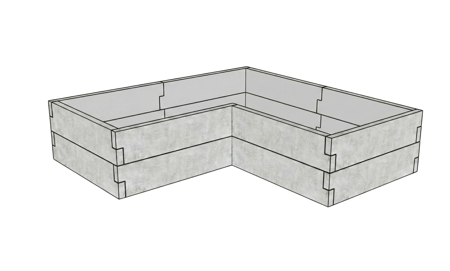 Betonowa skrzynia na warzywa Kształt 2 W 50 cm z betonu architektonicznego w kolorze surowy beton do uprawy warzyw i ziół
