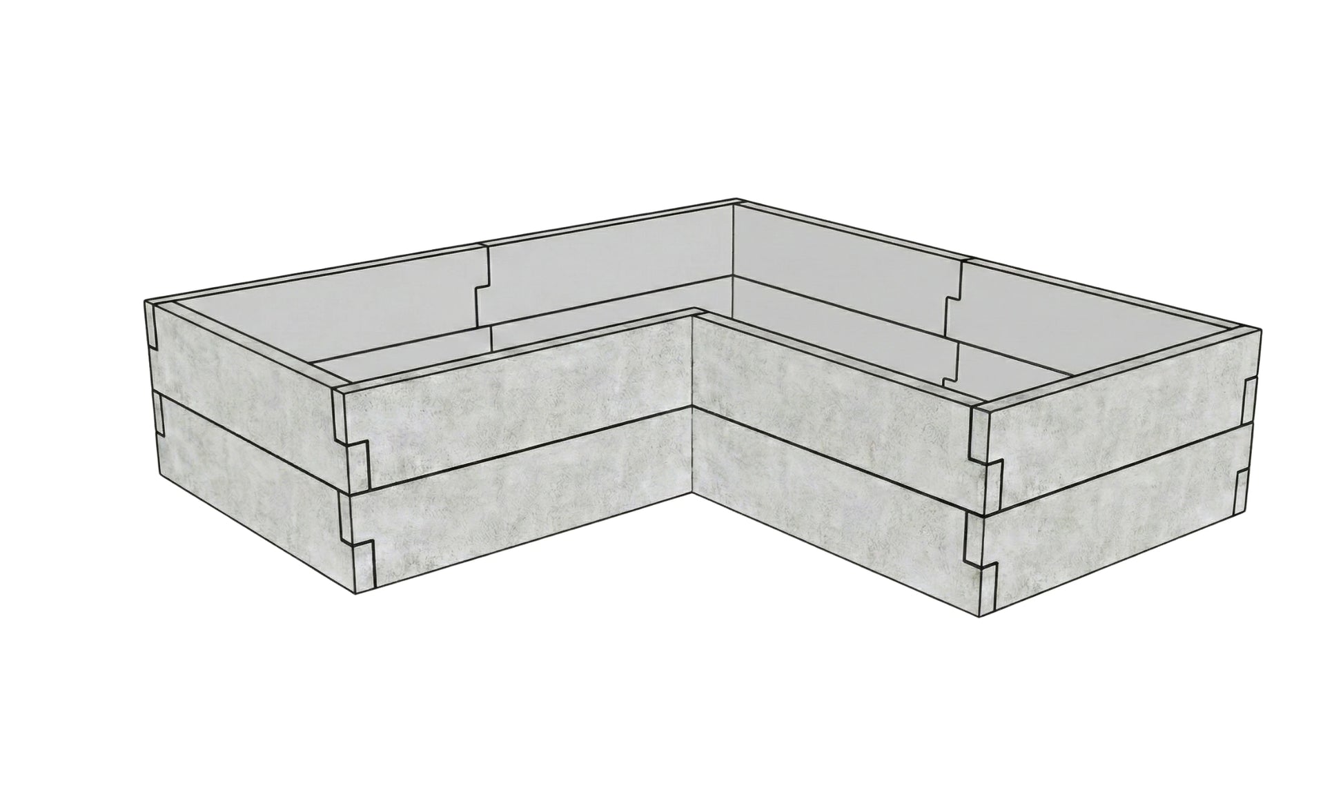 Betonowa skrzynia na warzywa Kształt 2 W 50 cm z betonu architektonicznego w kolorze surowy beton do uprawy warzyw i ziół