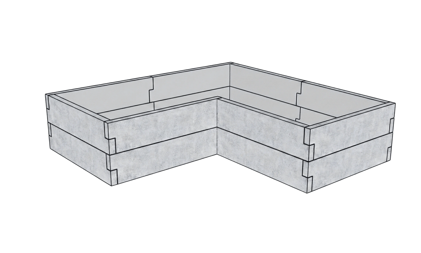 Betonowy warzywnik Kształt 2 W 50 cm z betonu architektonicznego w kolorze szarym do nowoczesnego ogrodu