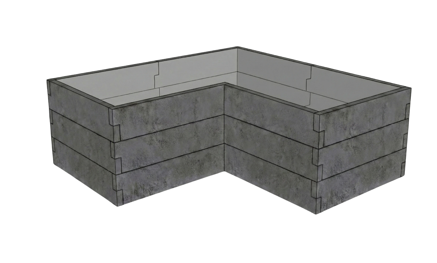 Betonowa podwyższona grządka Kształt 2 W 75 cm z betonu architektonicznego w kolorze antracytowym do uprawy warzyw w ogrodzie