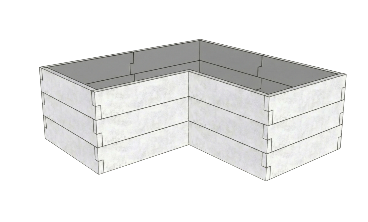 Modułowy warzywnik betonowy Kształt 2 W 75 cm z betonu architektonicznego w kolorze białym do nowoczesnego ogrodu