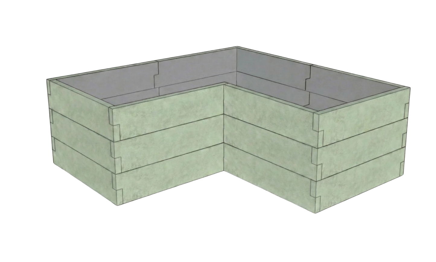 Betonowa skrzynia na warzywa Kształt 2 W 75 cm z betonu architektonicznego w kolorze khaki do nowoczesnego warzywnika