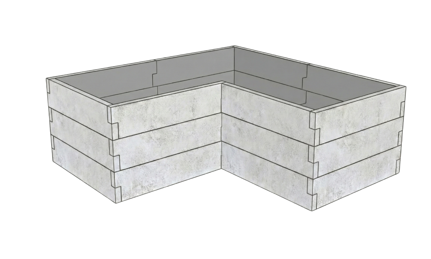 Betonowa skrzynia ogrodowa Kształt 2 W 75 cm z betonu architektonicznego w kolorze surowy beton do uprawy warzyw i ziół