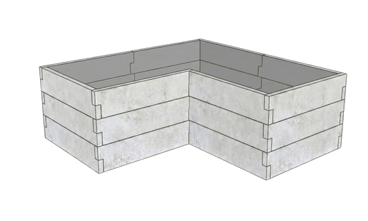 Betonowa skrzynia ogrodowa Kształt 2 W 75 cm z betonu architektonicznego w kolorze surowy beton do uprawy warzyw i ziół