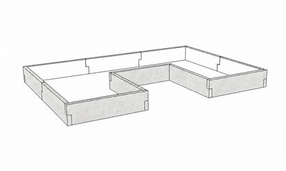Warzywnik betonowy 260 × 175 × 25 cm z betonu architektonicznego – rysunek modułowego zestawu z otwartym dnem.