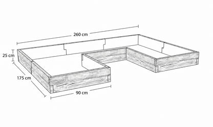 Warzywnik betonowy 260 × 175 × 25 cm – struktura drewna – wymiary