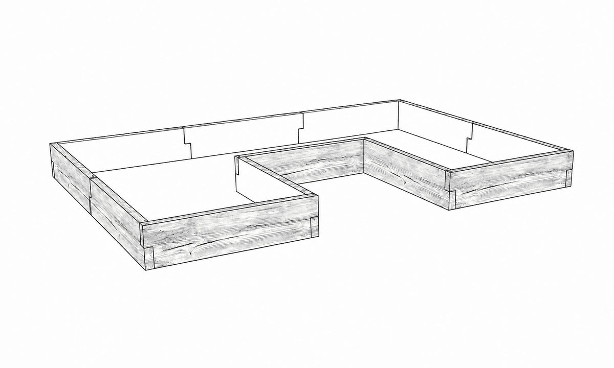 Warzywnik betonowy 260 × 175 × 25 cm – struktura drewna – zestaw