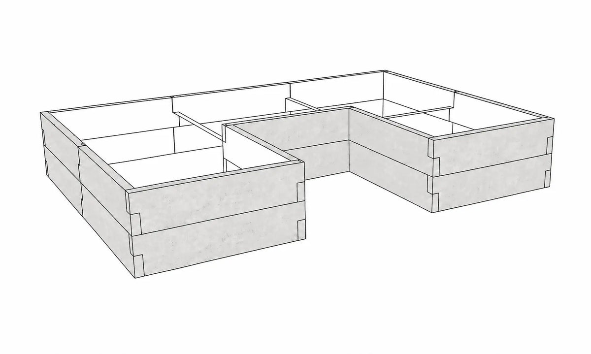Warzywnik betonowy 260 × 175 × 50 cm z betonu architektonicznego, modułowa grządka podwyższona.