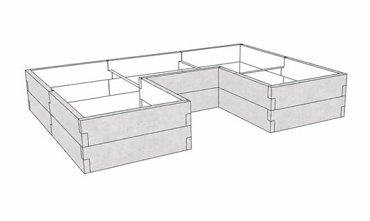 Warzywnik betonowy 260 × 175 × 50 cm z betonu architektonicznego, modułowa grządka podwyższona.