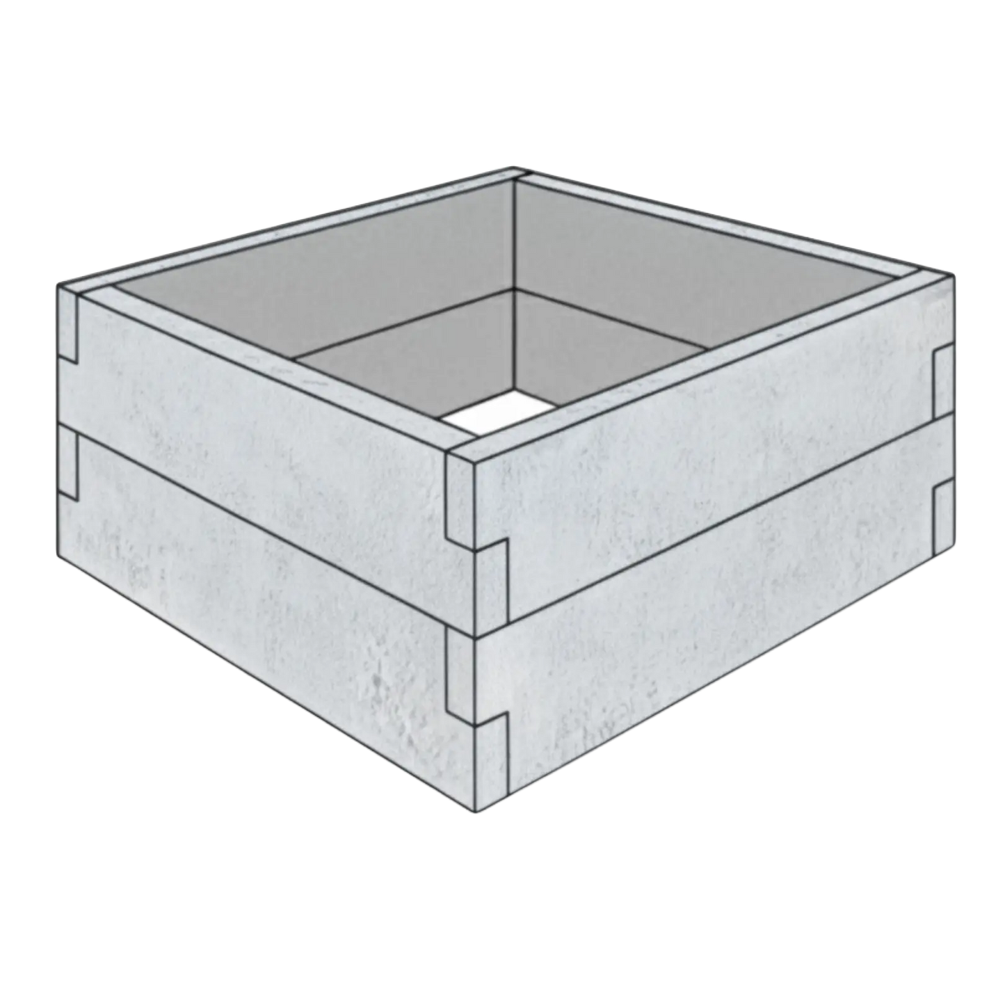 Betonowa skrzynia ogrodowa z betonu architektonicznego 90x90x50 cm w kolorze szarym do nowoczesnego warzywnika