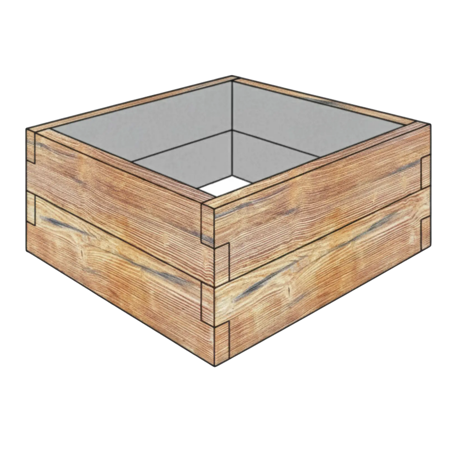 Betonowa podwyższona grządka Deska 90x90x50 cm w kolorze dąb do nowoczesnego warzywnika