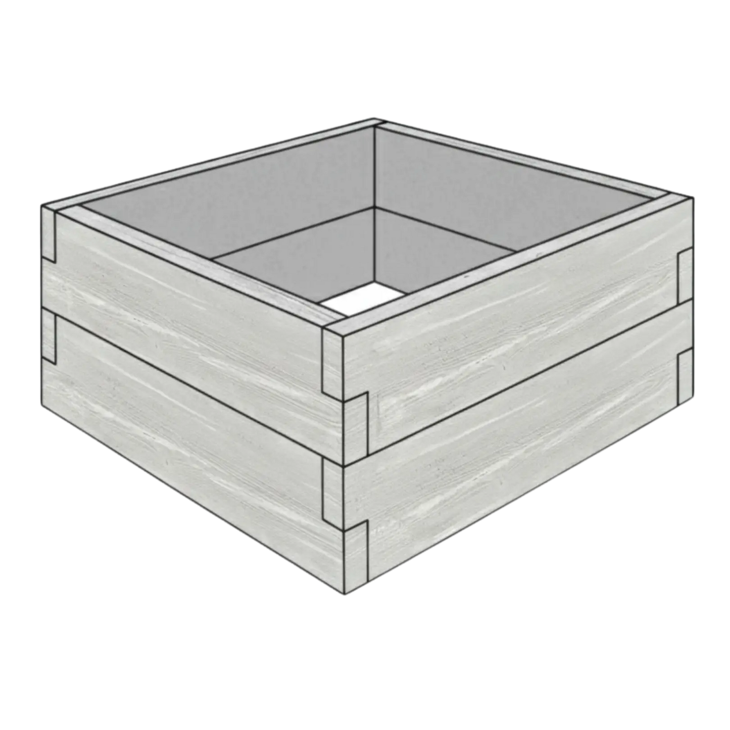 Betonowa skrzynia ogrodowa Deska 90x90x50 cm szary z białym do uprawy warzyw i ziół