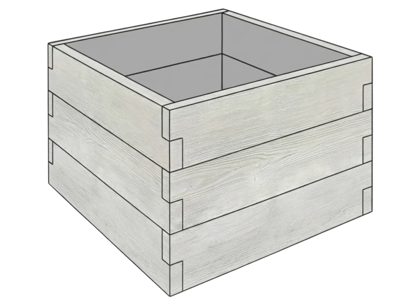 Modułowy warzywnik betonowy Drewno 90x90x75 cm w kolorze białym do ogrodu i uprawy warzyw