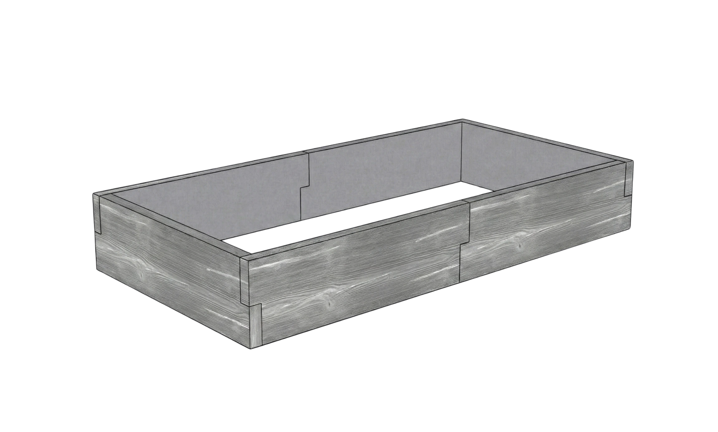 Betonowa skrzynia ogrodowa Drewno Kształt 1 W 25 cm antracyt z białym do nowoczesnego ogrodu